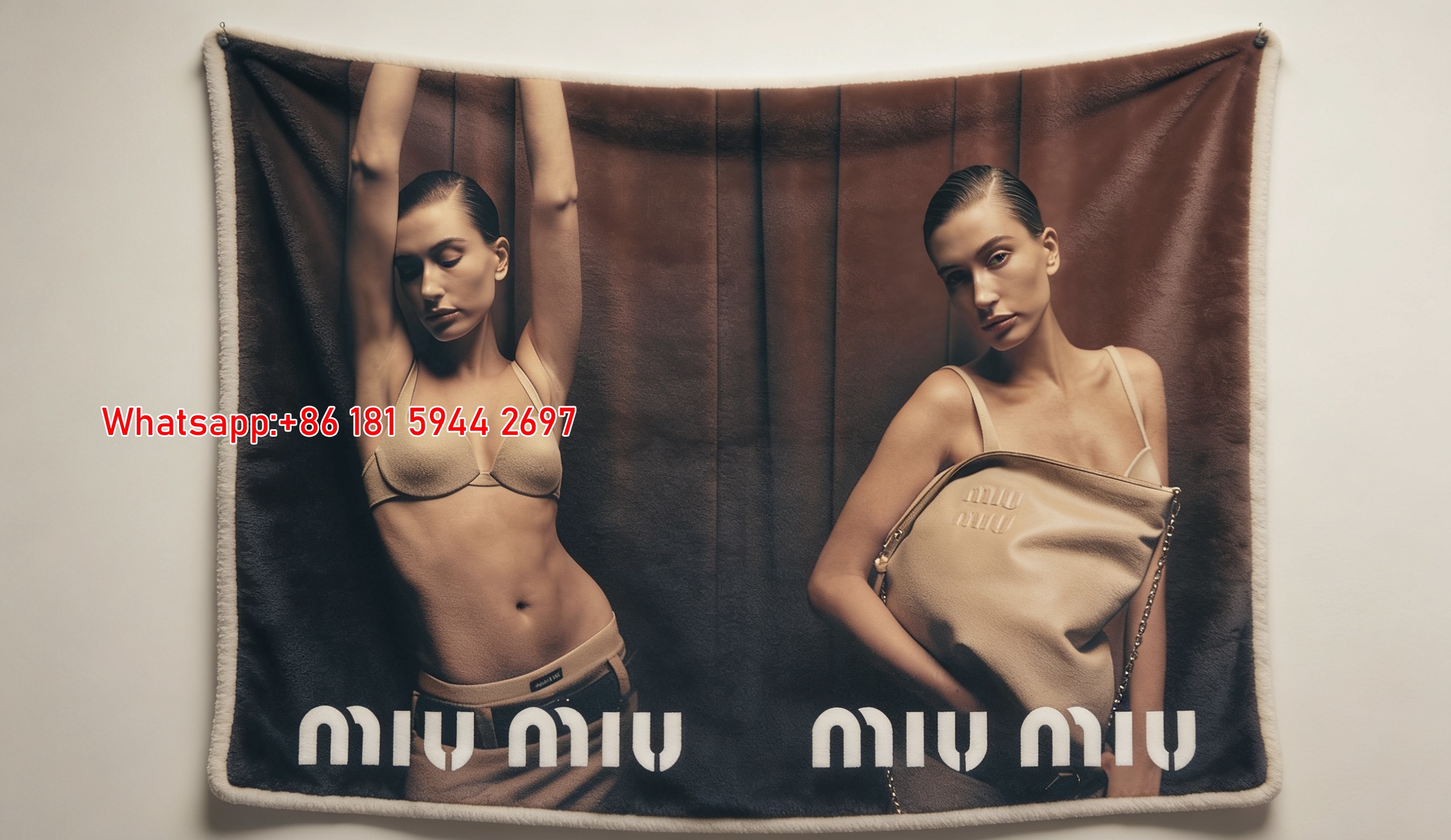 Miu Miu Lingerie Editorial Print Flannel Sofa Throw Blanket IMG_0649